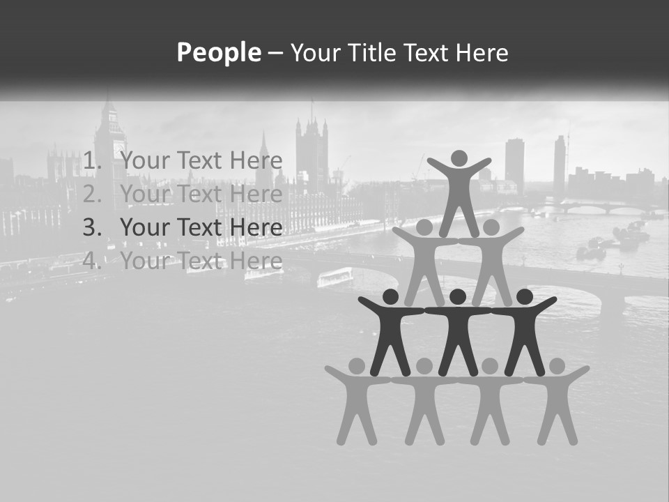 A Black And White Photo Of A Bridge Over A River PowerPoint Template