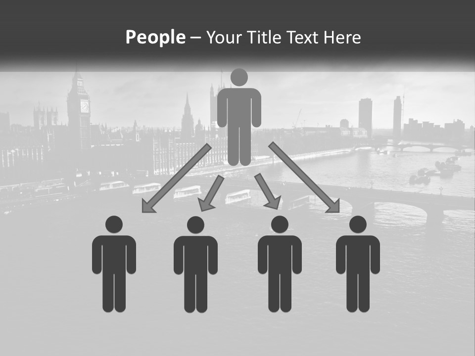 A Black And White Photo Of A Bridge Over A River PowerPoint Template