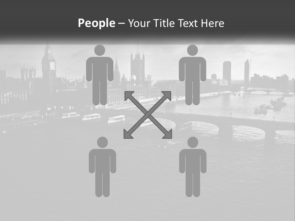 A Black And White Photo Of A Bridge Over A River PowerPoint Template