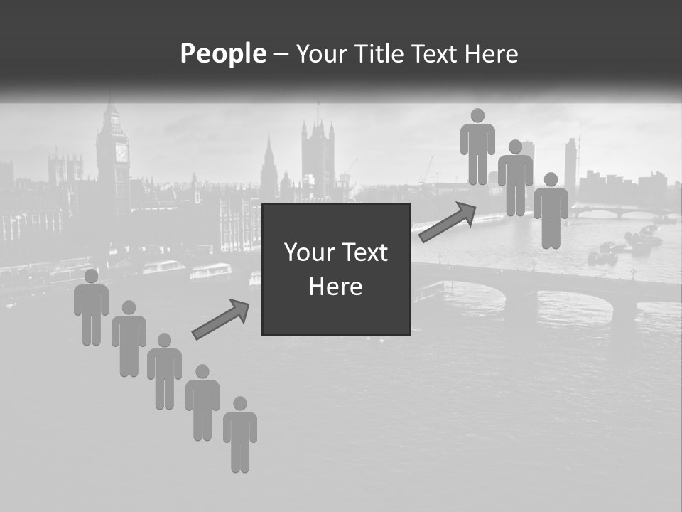 A Black And White Photo Of A Bridge Over A River PowerPoint Template