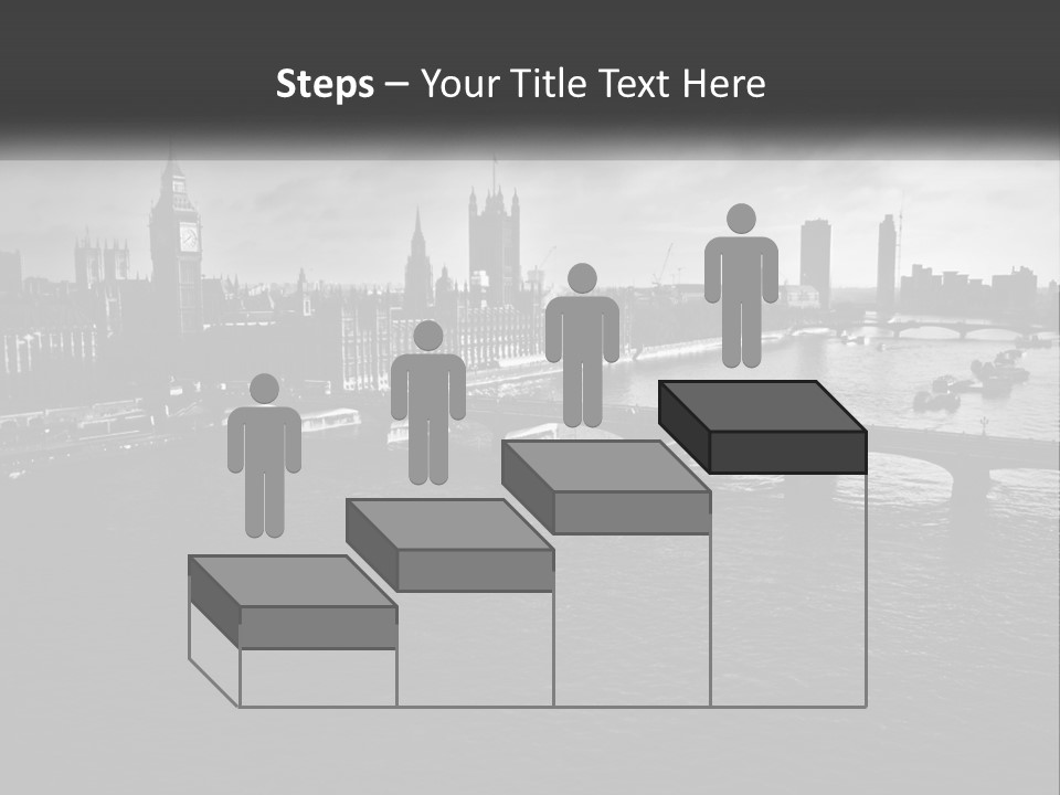 A Black And White Photo Of A Bridge Over A River PowerPoint Template