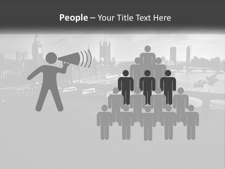 A Black And White Photo Of A Bridge Over A River PowerPoint Template