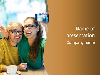 A Man And Woman Sitting At A Table With A Cup Of Coffee PowerPoint Template