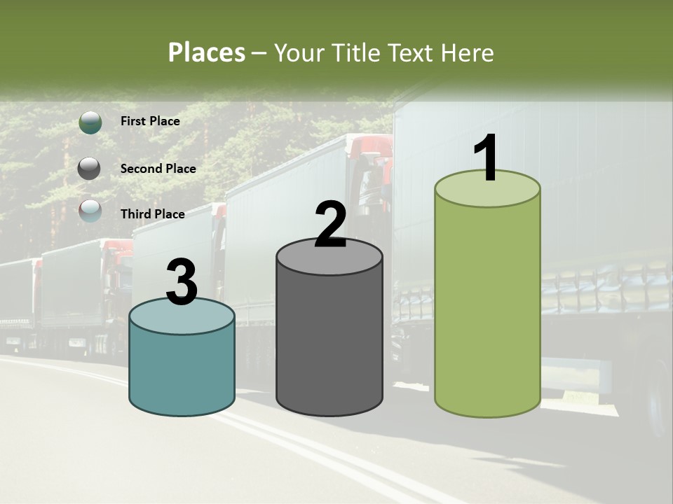 A Semi Truck Driving Down A Road With Trees In The Background PowerPoint Template
