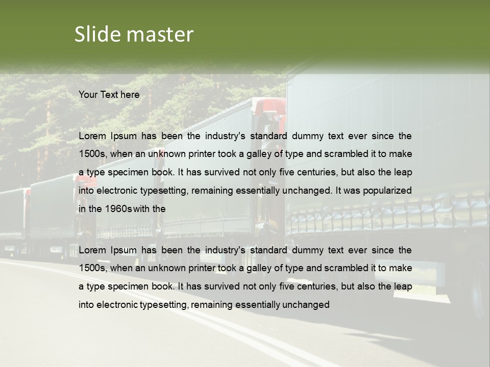 A Semi Truck Driving Down A Road With Trees In The Background PowerPoint Template