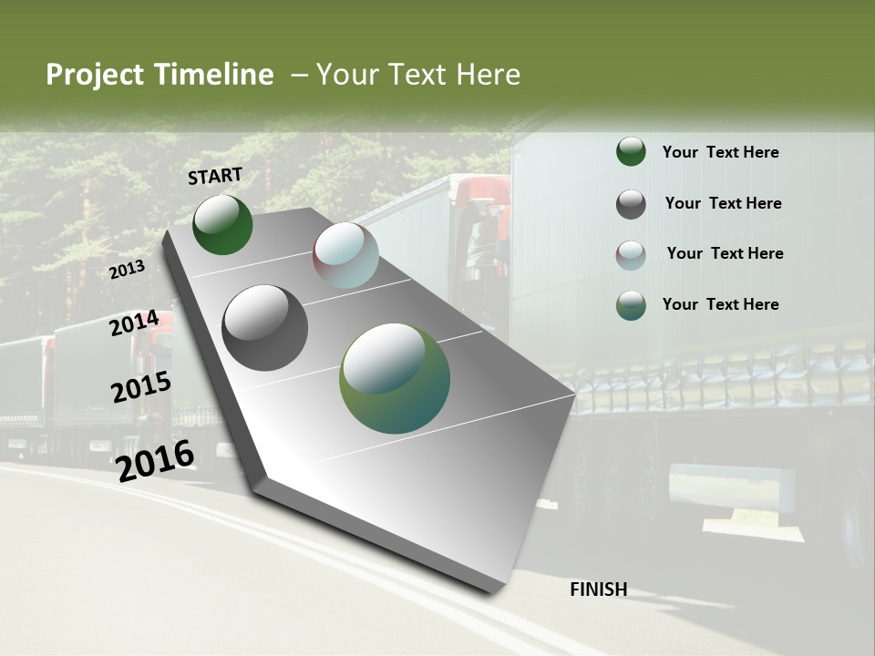 A Semi Truck Driving Down A Road With Trees In The Background PowerPoint Template