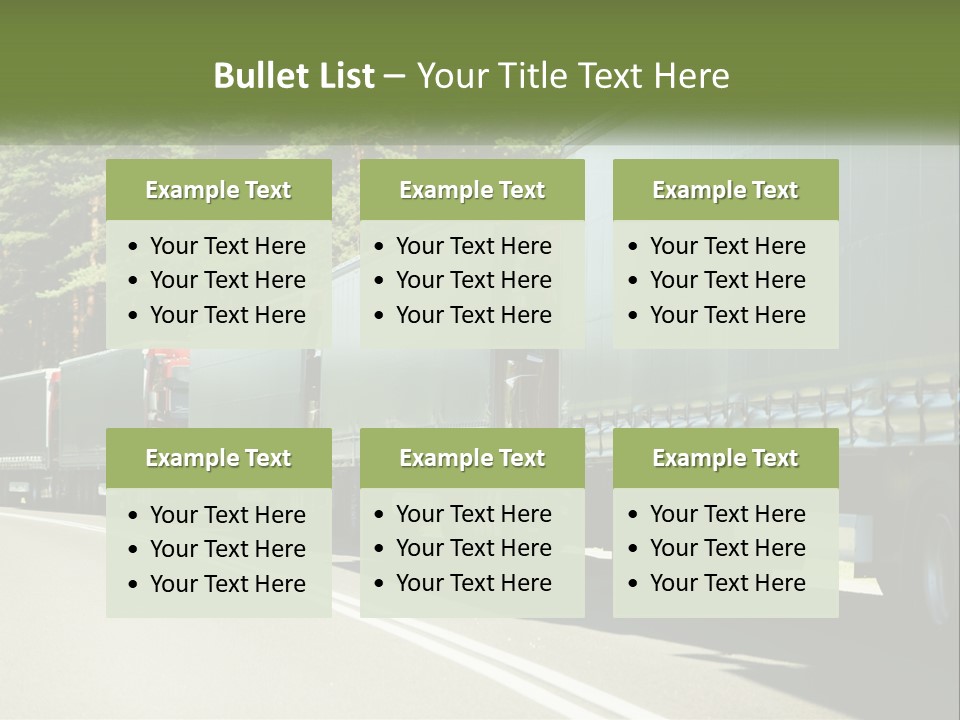 A Semi Truck Driving Down A Road With Trees In The Background PowerPoint Template