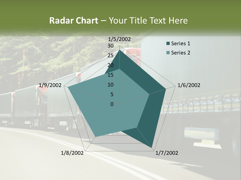 A Semi Truck Driving Down A Road With Trees In The Background PowerPoint Template