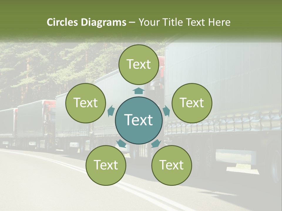 A Semi Truck Driving Down A Road With Trees In The Background PowerPoint Template