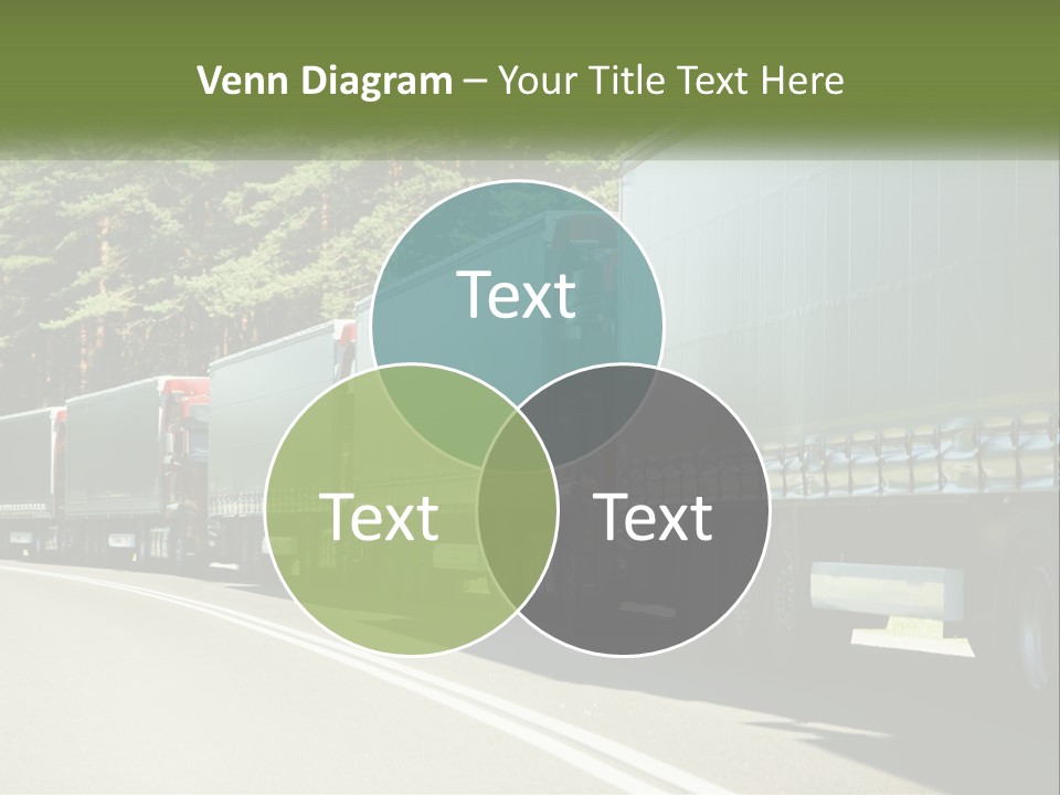 A Semi Truck Driving Down A Road With Trees In The Background PowerPoint Template