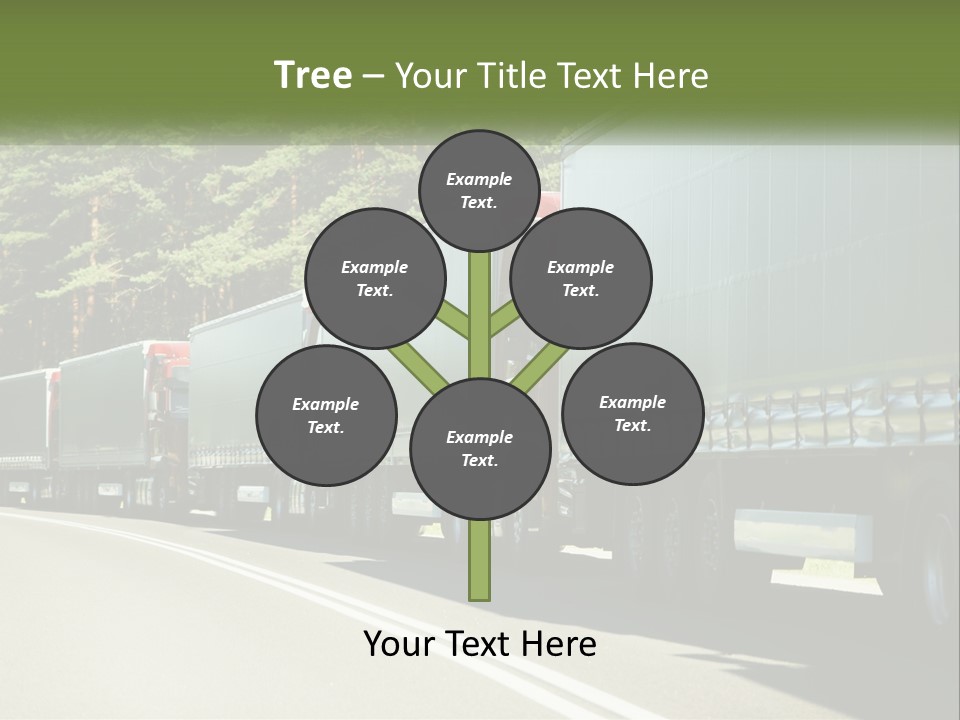 A Semi Truck Driving Down A Road With Trees In The Background PowerPoint Template