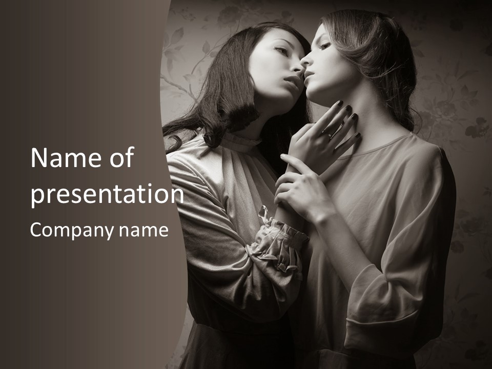 Two Women Are Touching Each Other With Their Hands PowerPoint Template