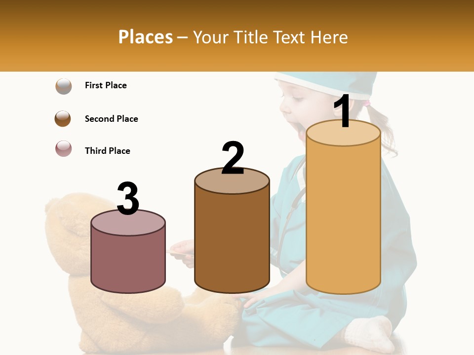 A Little Girl Is Playing With A Teddy Bear PowerPoint Template