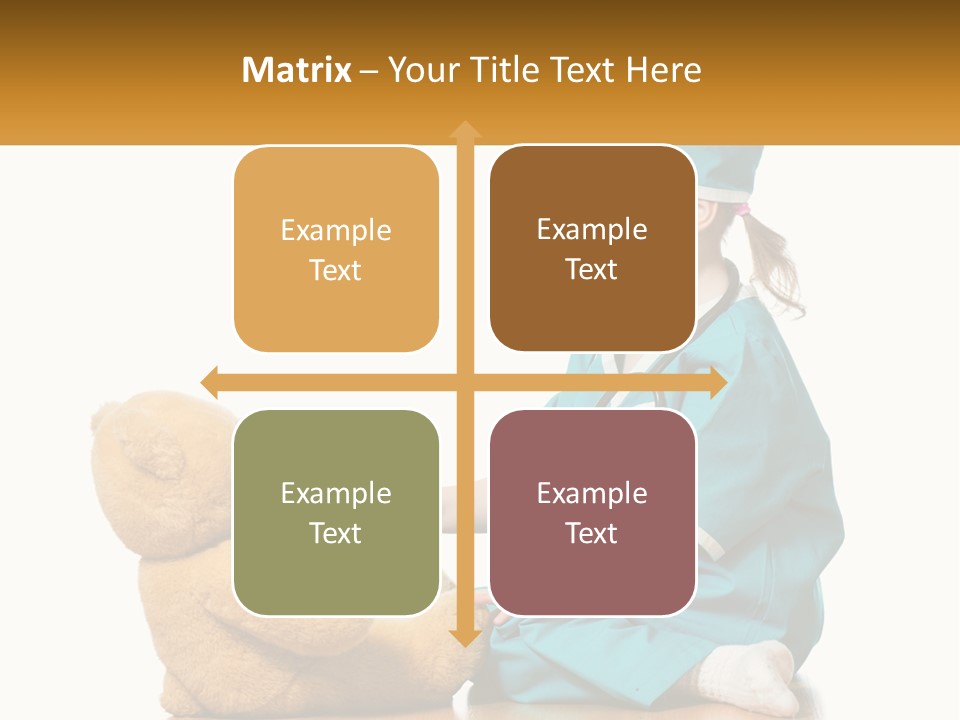 A Little Girl Is Playing With A Teddy Bear PowerPoint Template