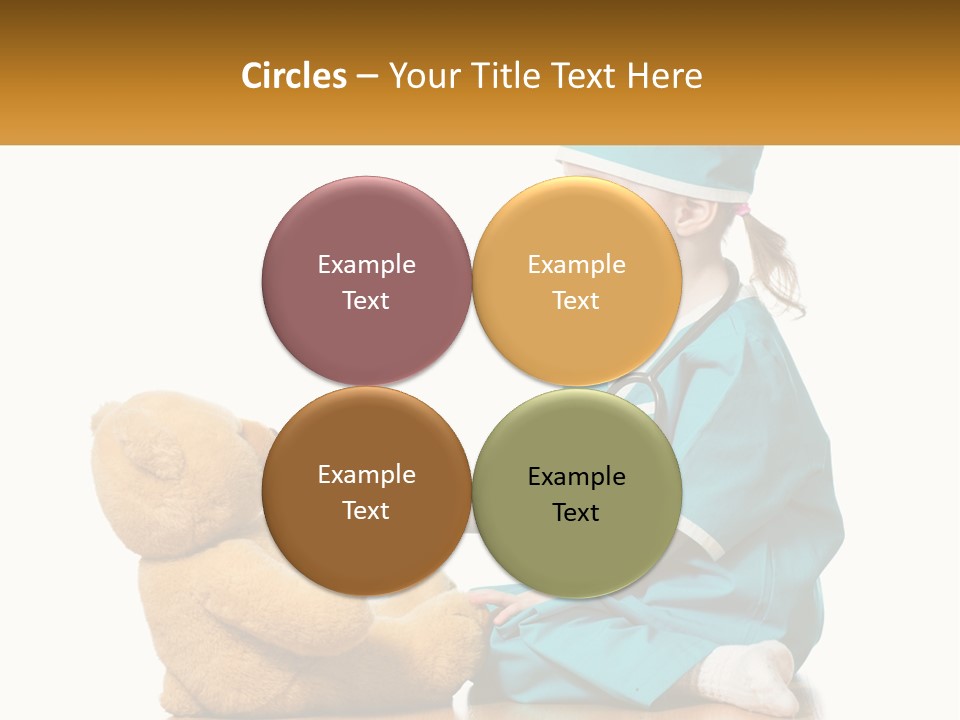 A Little Girl Is Playing With A Teddy Bear PowerPoint Template
