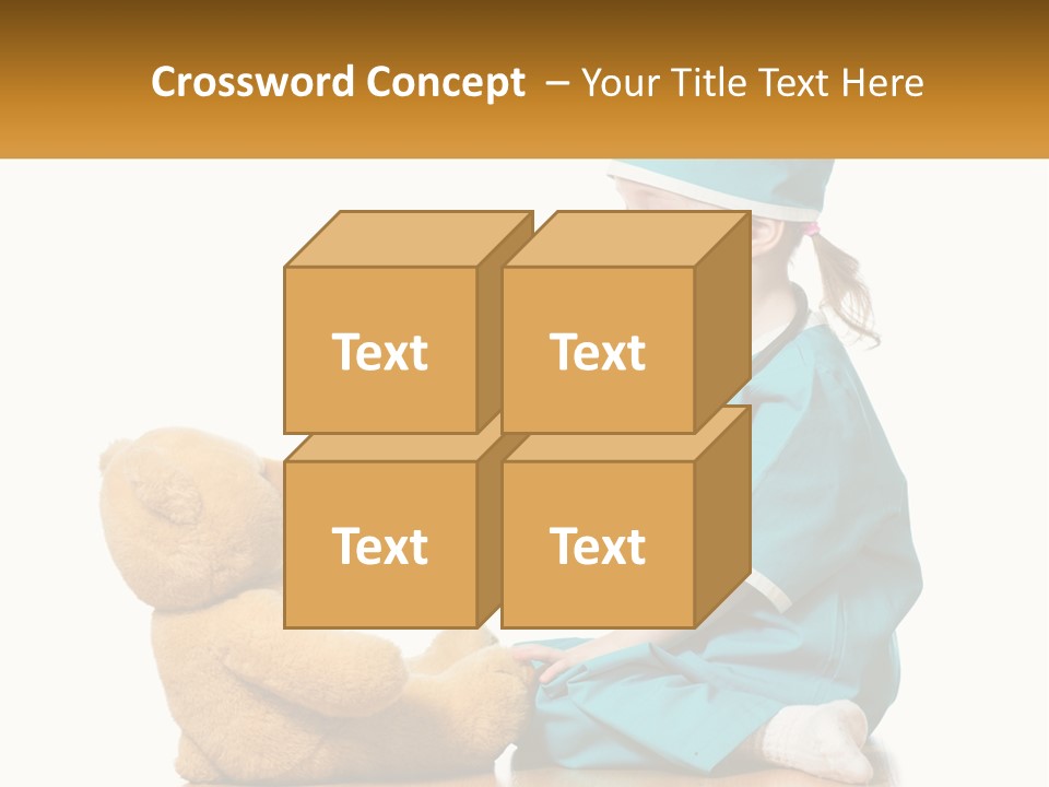 A Little Girl Is Playing With A Teddy Bear PowerPoint Template