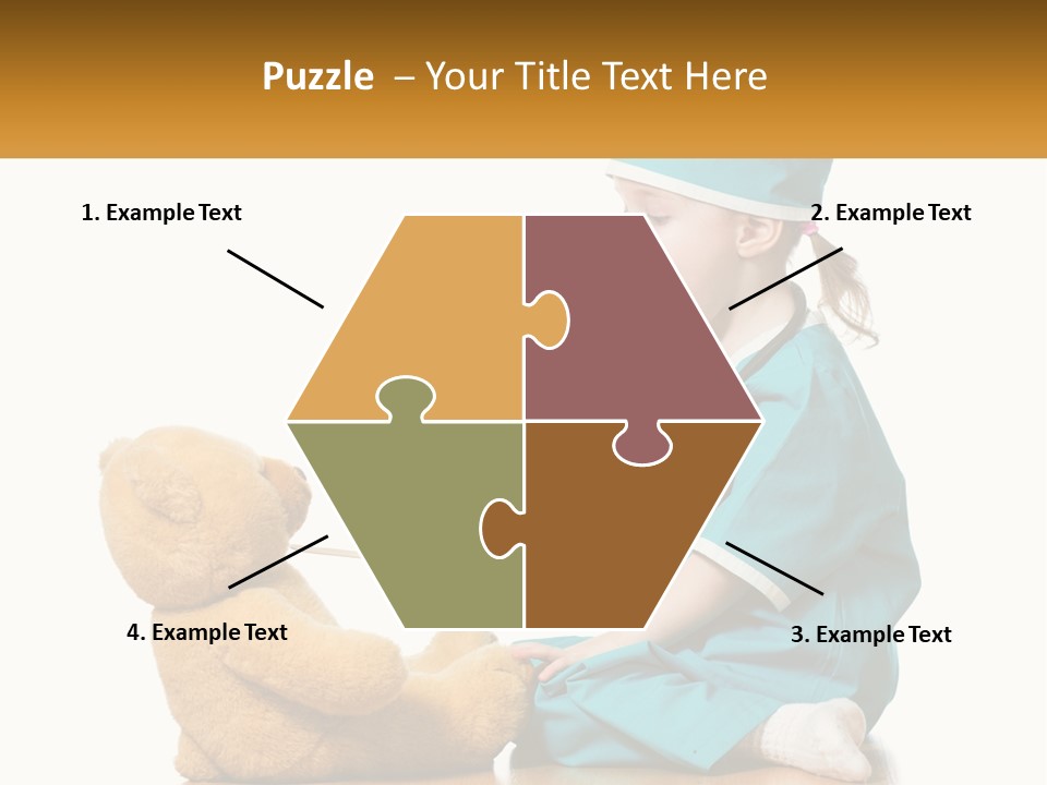 A Little Girl Is Playing With A Teddy Bear PowerPoint Template