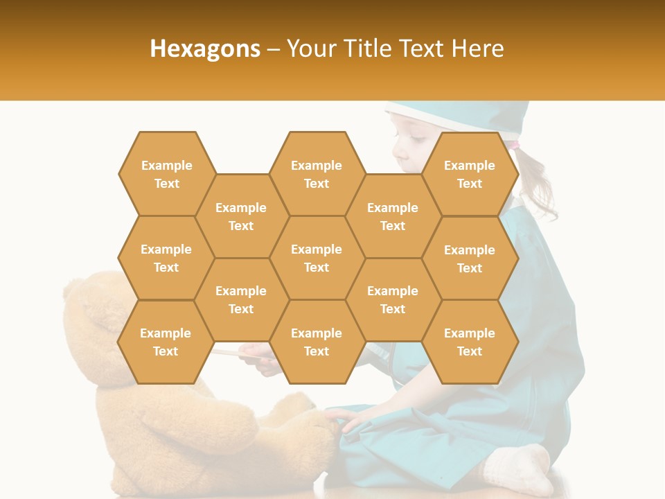 A Little Girl Is Playing With A Teddy Bear PowerPoint Template