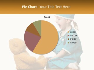A Little Girl Is Playing With A Teddy Bear PowerPoint Template