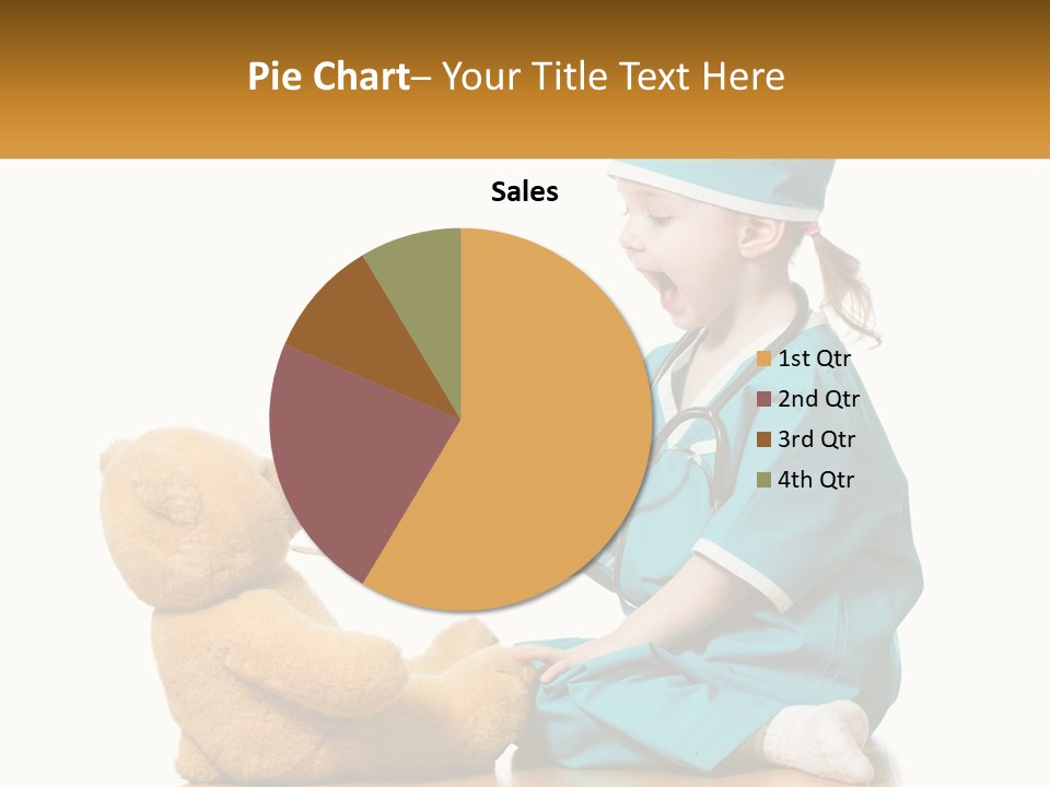 A Little Girl Is Playing With A Teddy Bear PowerPoint Template