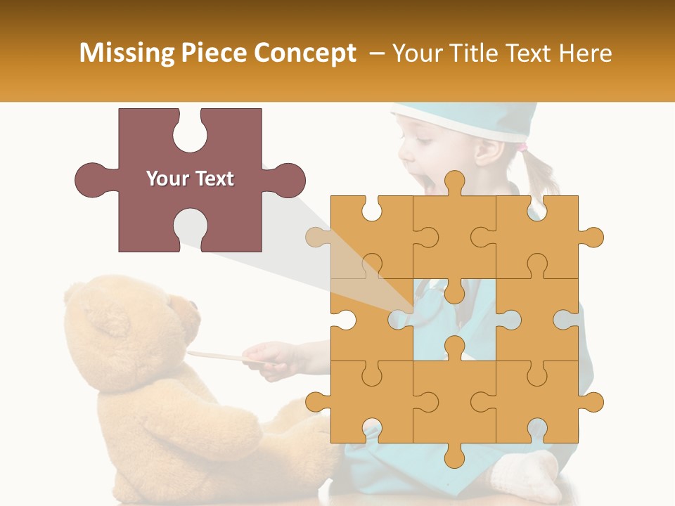 A Little Girl Is Playing With A Teddy Bear PowerPoint Template