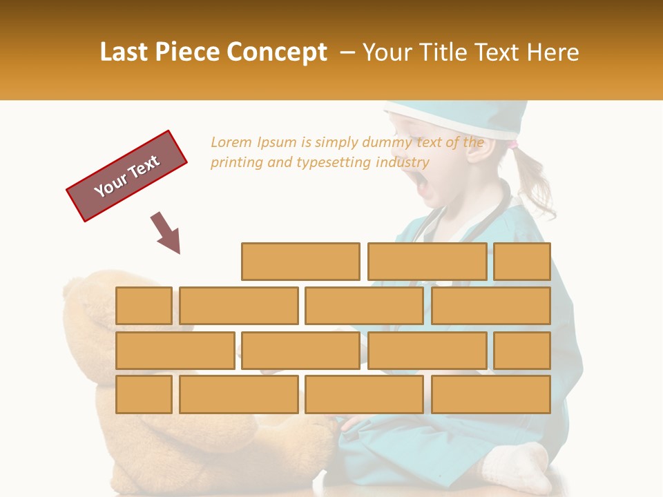 A Little Girl Is Playing With A Teddy Bear PowerPoint Template