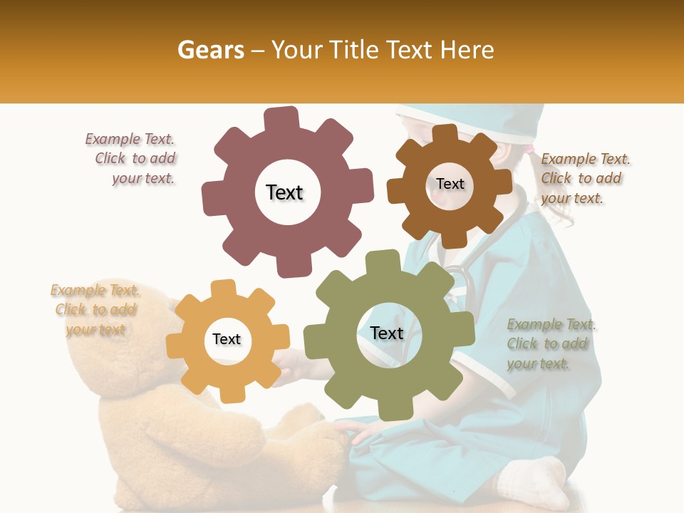 A Little Girl Is Playing With A Teddy Bear PowerPoint Template