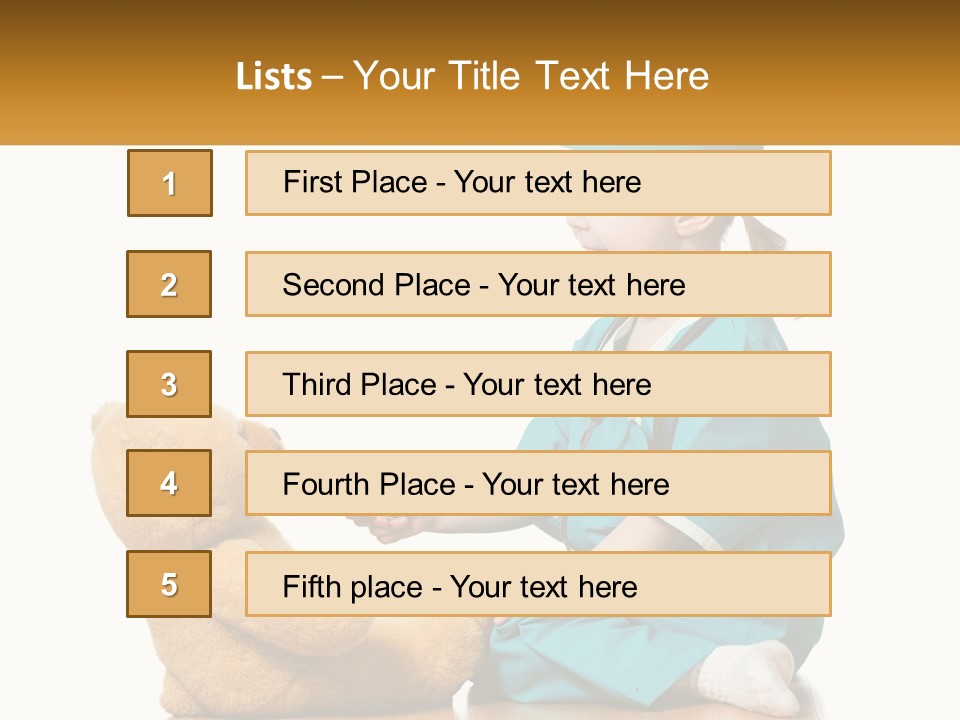 A Little Girl Is Playing With A Teddy Bear PowerPoint Template