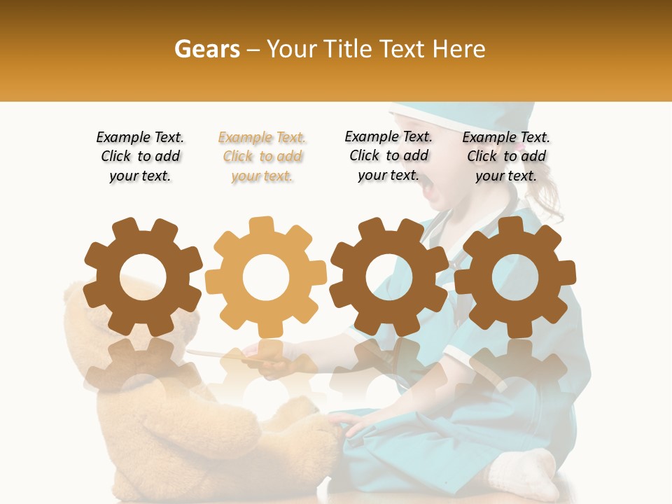 A Little Girl Is Playing With A Teddy Bear PowerPoint Template