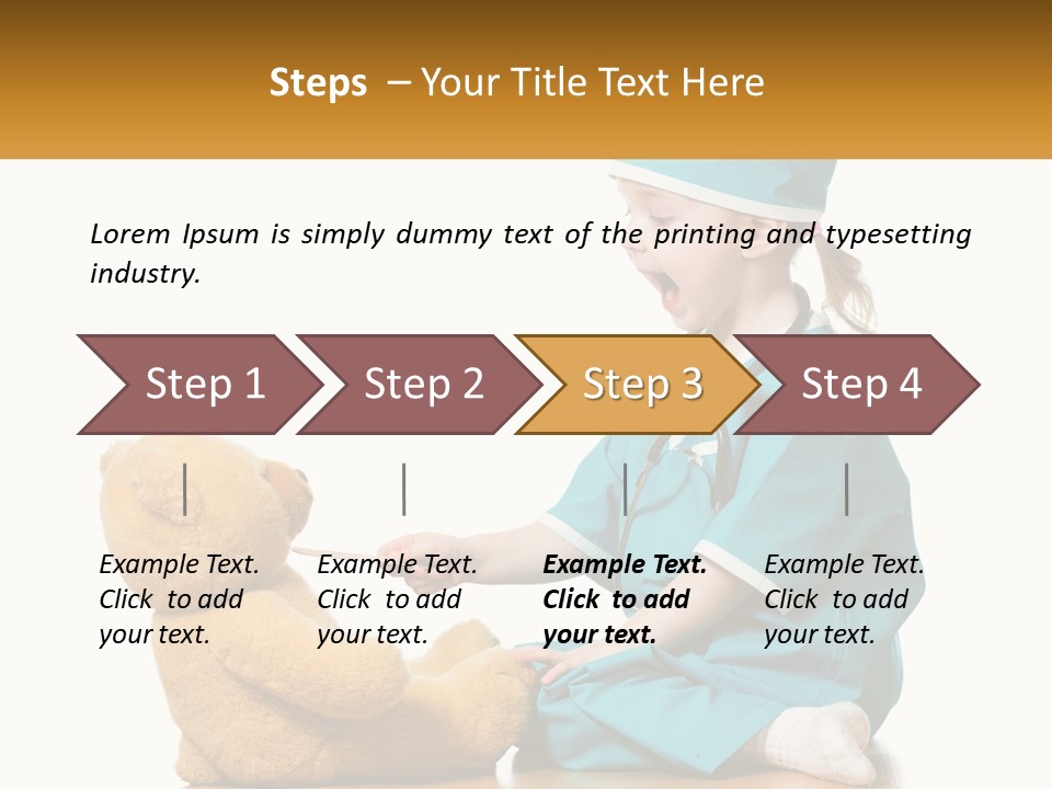 A Little Girl Is Playing With A Teddy Bear PowerPoint Template