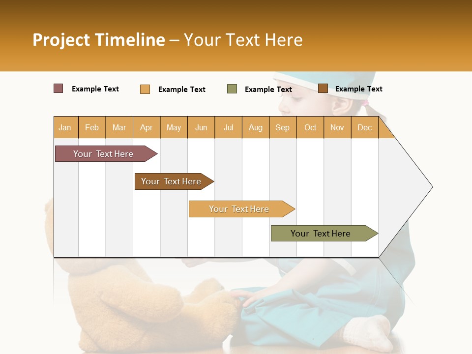 A Little Girl Is Playing With A Teddy Bear PowerPoint Template