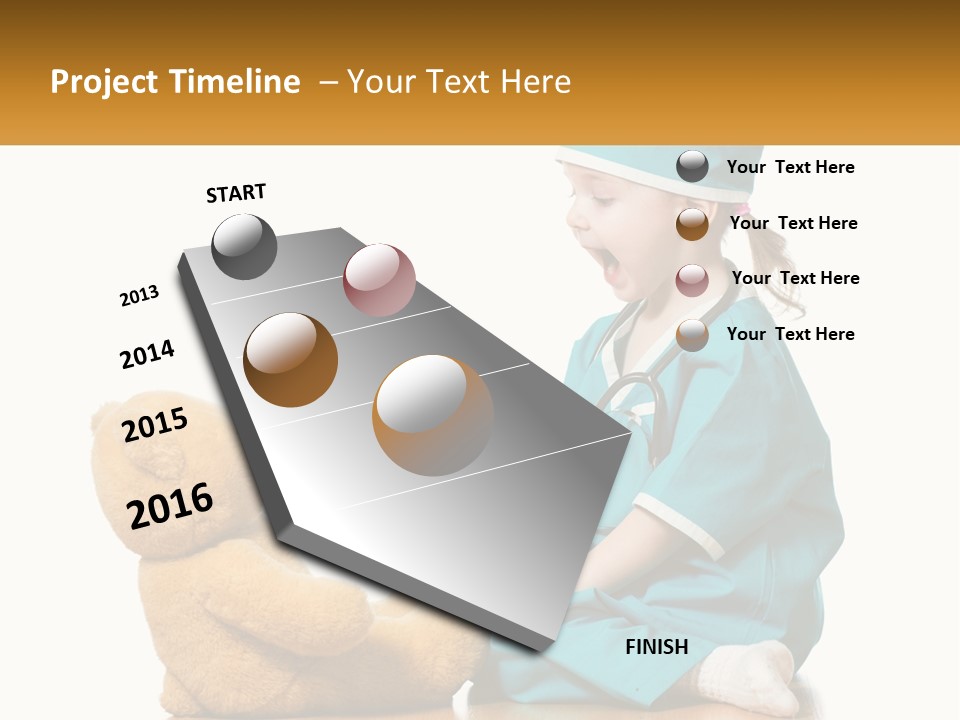 A Little Girl Is Playing With A Teddy Bear PowerPoint Template