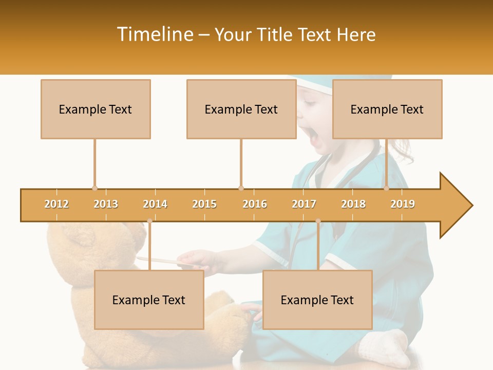 A Little Girl Is Playing With A Teddy Bear PowerPoint Template