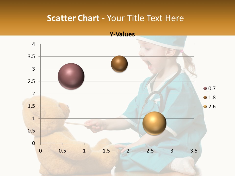 A Little Girl Is Playing With A Teddy Bear PowerPoint Template