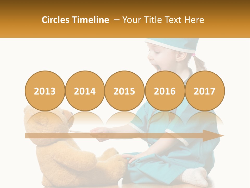 A Little Girl Is Playing With A Teddy Bear PowerPoint Template