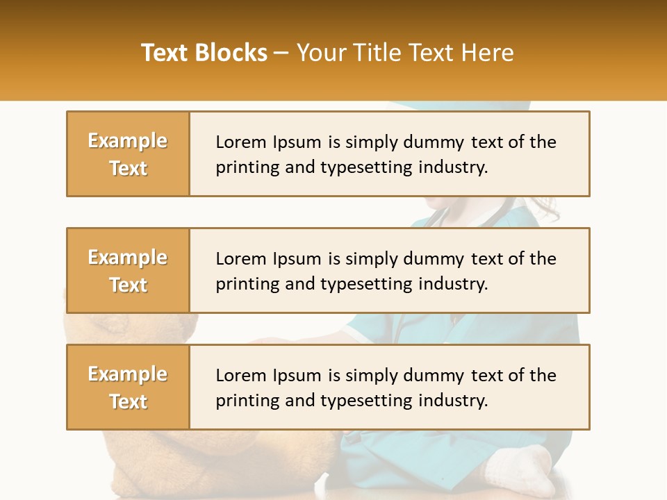 A Little Girl Is Playing With A Teddy Bear PowerPoint Template