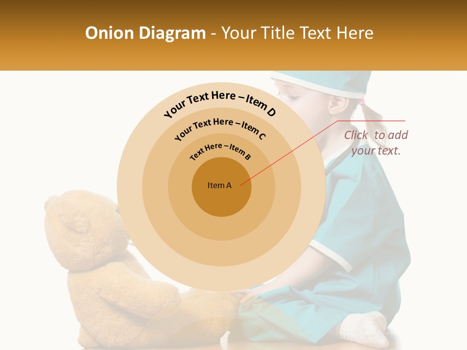 A Little Girl Is Playing With A Teddy Bear PowerPoint Template