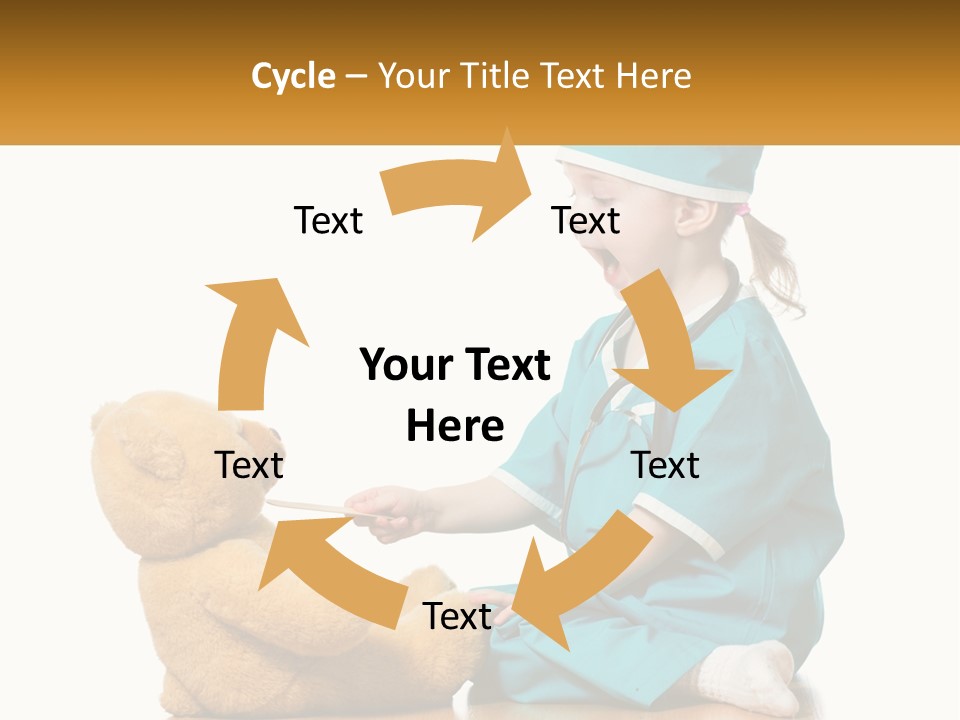 A Little Girl Is Playing With A Teddy Bear PowerPoint Template