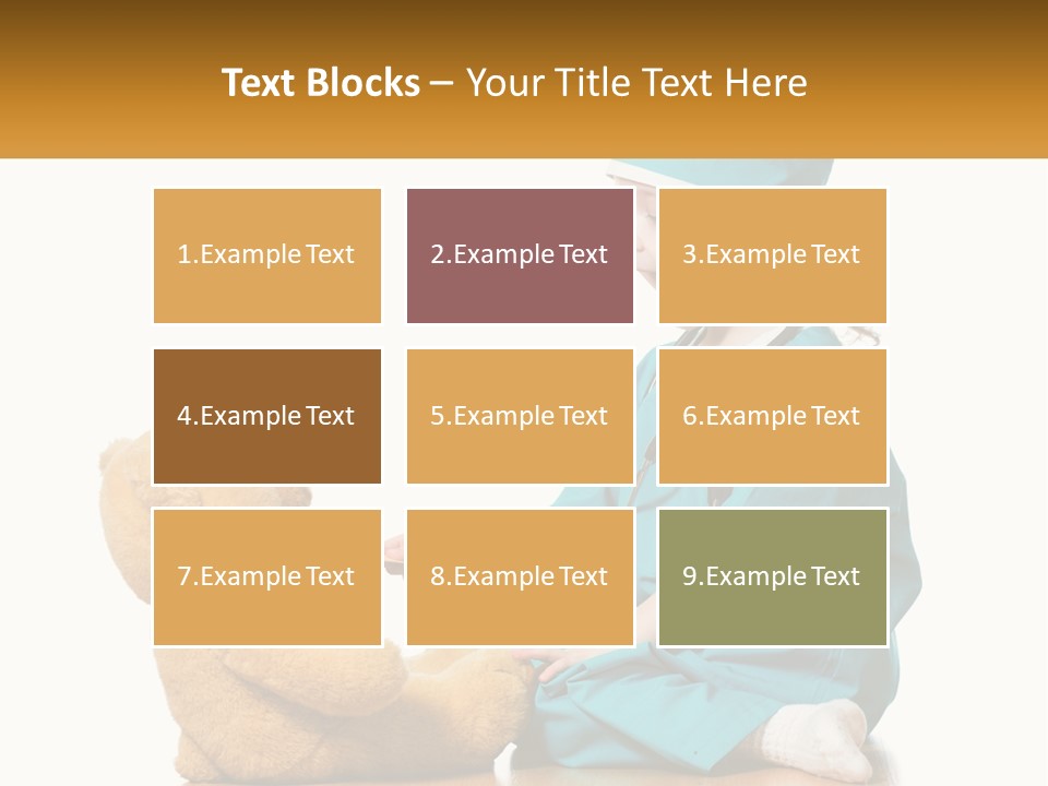 A Little Girl Is Playing With A Teddy Bear PowerPoint Template
