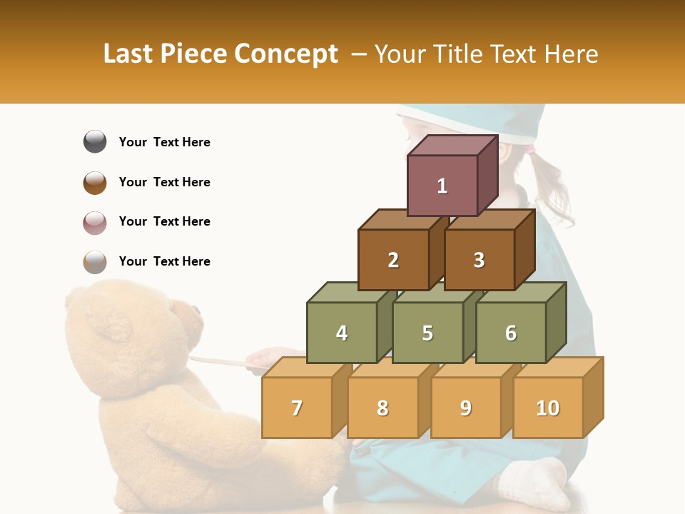 A Little Girl Is Playing With A Teddy Bear PowerPoint Template