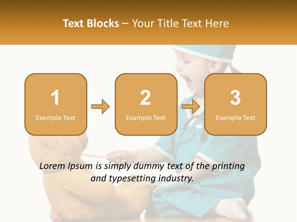A Little Girl Is Playing With A Teddy Bear PowerPoint Template
