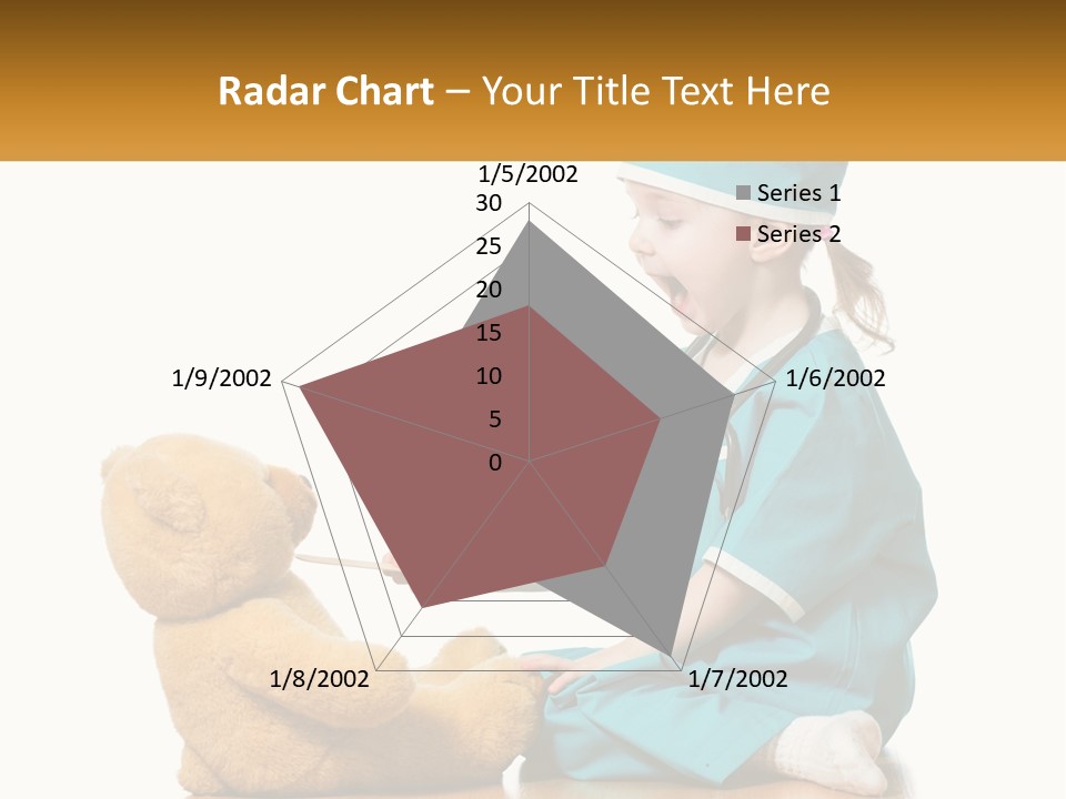 A Little Girl Is Playing With A Teddy Bear PowerPoint Template