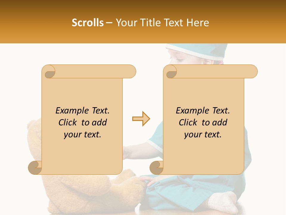 A Little Girl Is Playing With A Teddy Bear PowerPoint Template