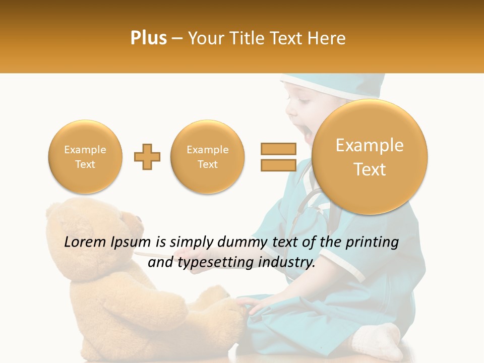 A Little Girl Is Playing With A Teddy Bear PowerPoint Template