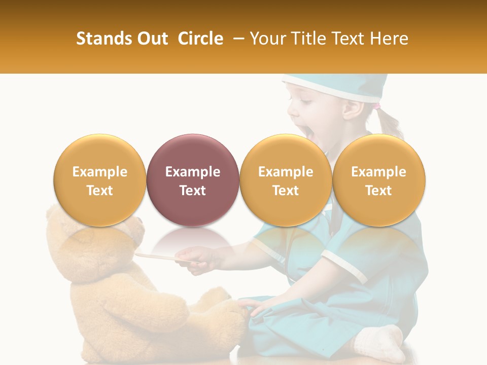 A Little Girl Is Playing With A Teddy Bear PowerPoint Template
