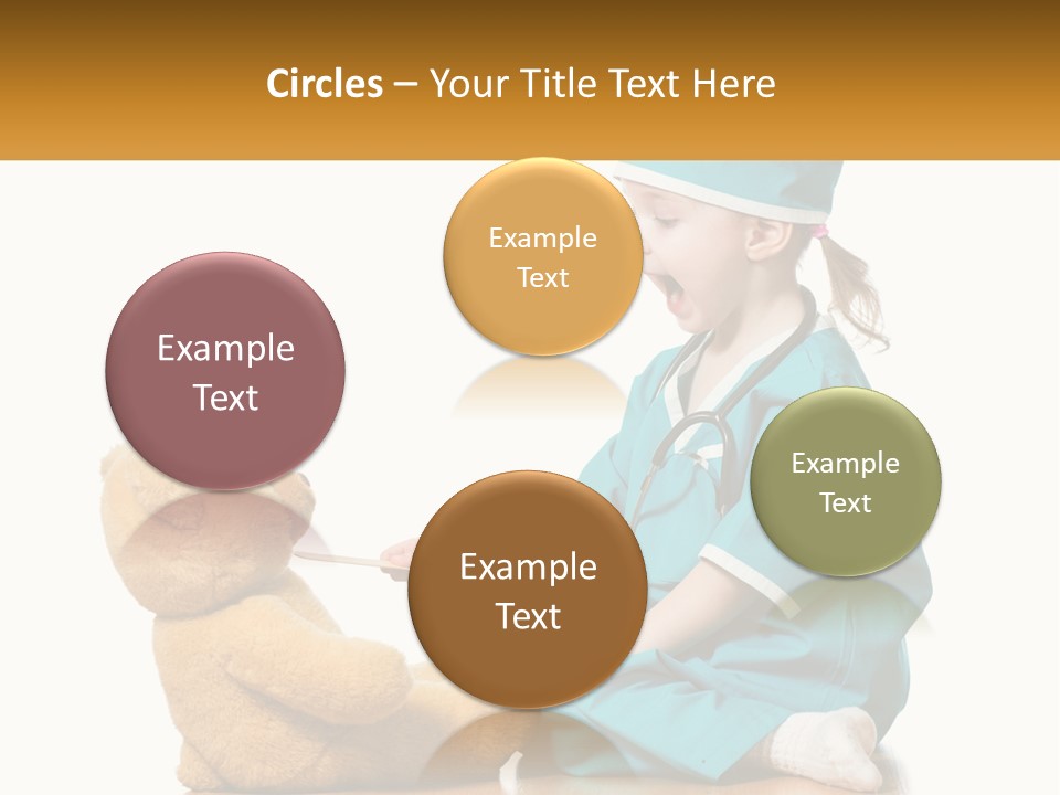 A Little Girl Is Playing With A Teddy Bear PowerPoint Template