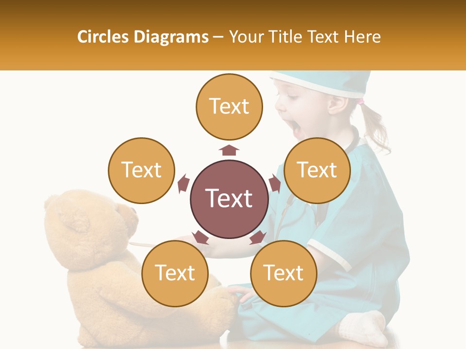 A Little Girl Is Playing With A Teddy Bear PowerPoint Template