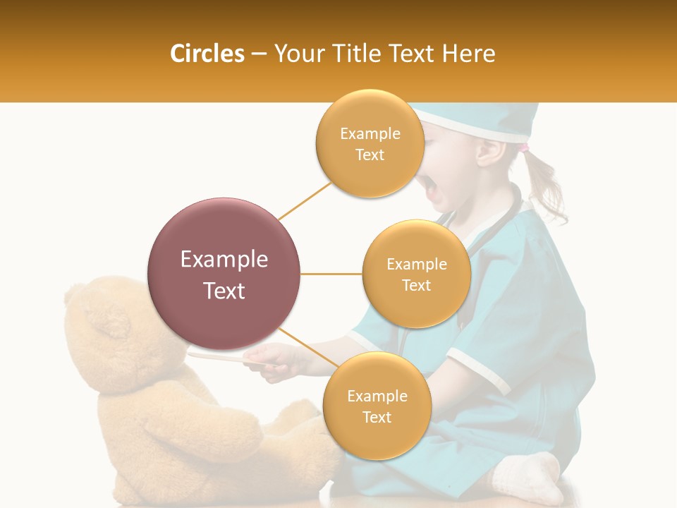 A Little Girl Is Playing With A Teddy Bear PowerPoint Template