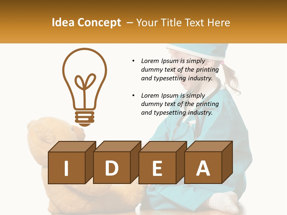 A Little Girl Is Playing With A Teddy Bear PowerPoint Template