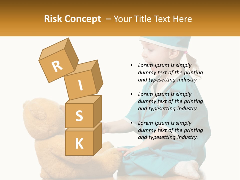 A Little Girl Is Playing With A Teddy Bear PowerPoint Template